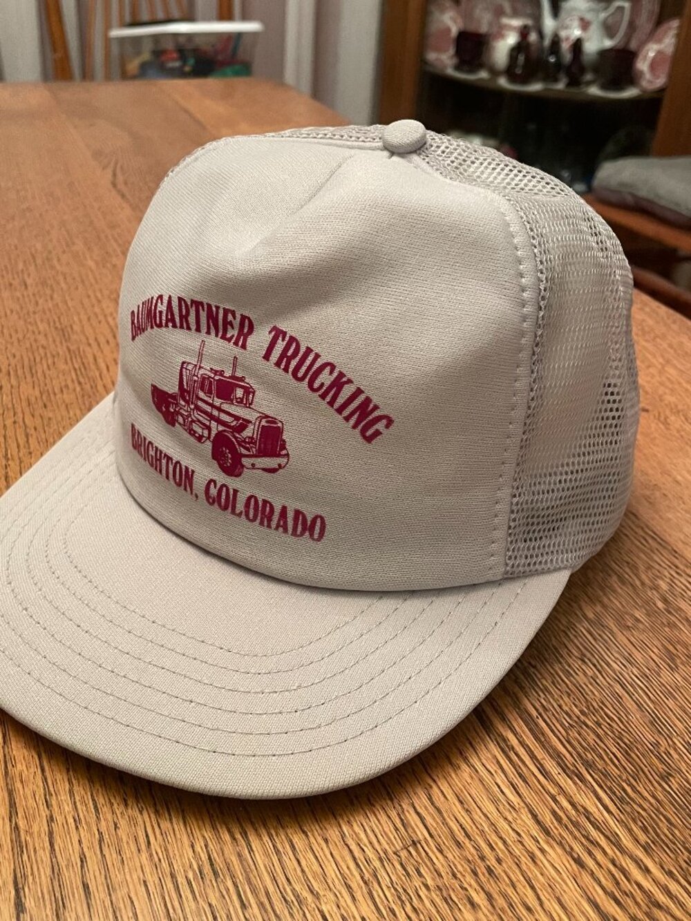Baumgartner Trucking Brighton, Colorado Gray Snapback Trucker Hat made in USA